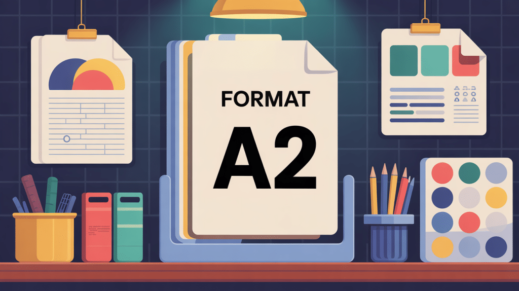 illustration format a2 size avec dimensions et repères impression