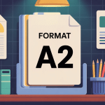 illustration format a2 size avec dimensions et repères impression