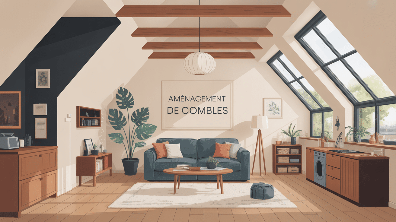 Aménagement combles avant / après illustration grenier transformé