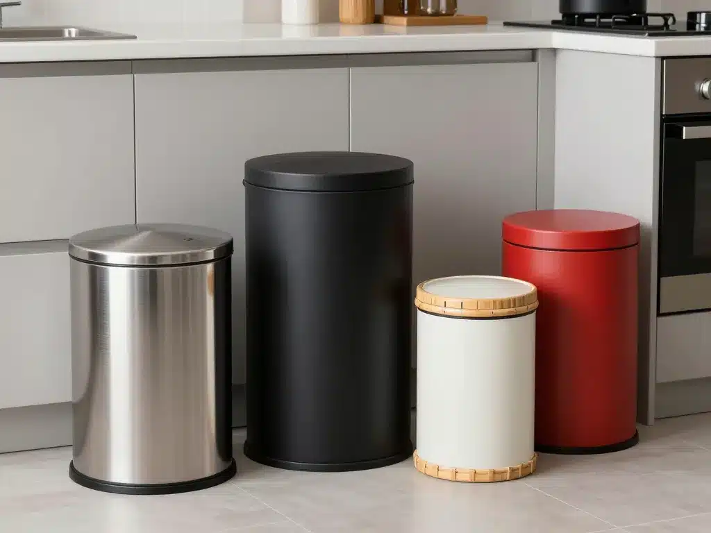 belle poubelle matières et couleurs dans cuisine moderne