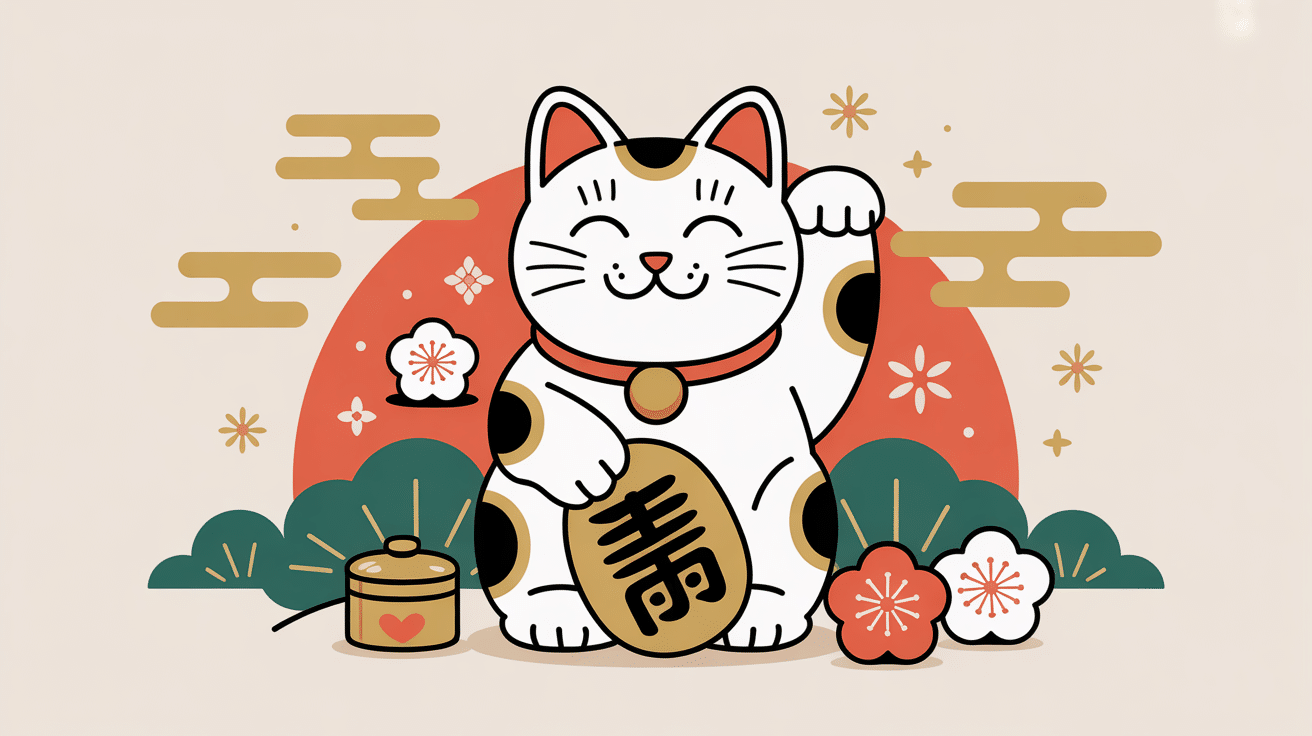 chat japonais porte bonheur stylisé ambiance élégante