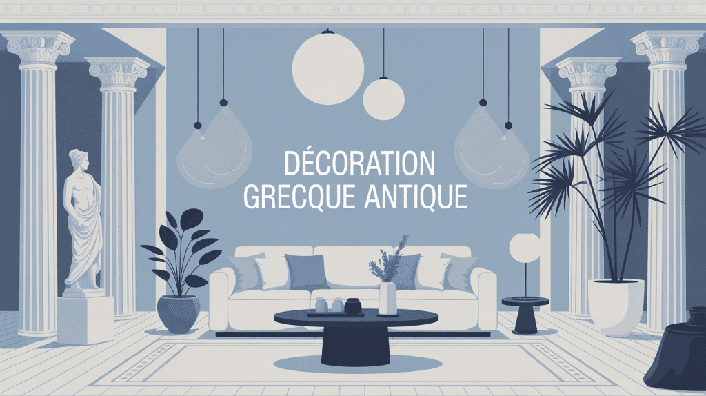 salon moderne avec décoration grecque antique
