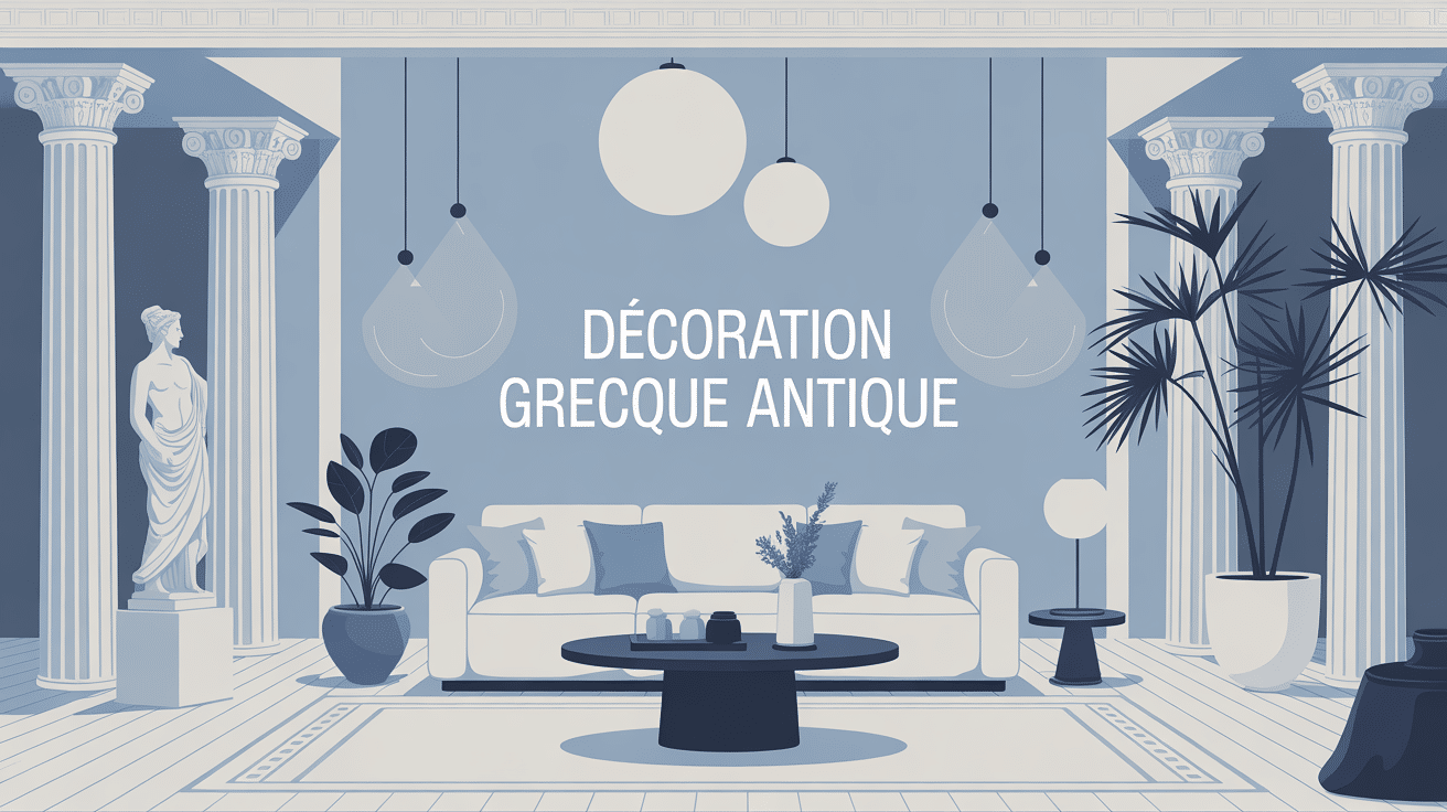 salon moderne avec décoration grecque antique
