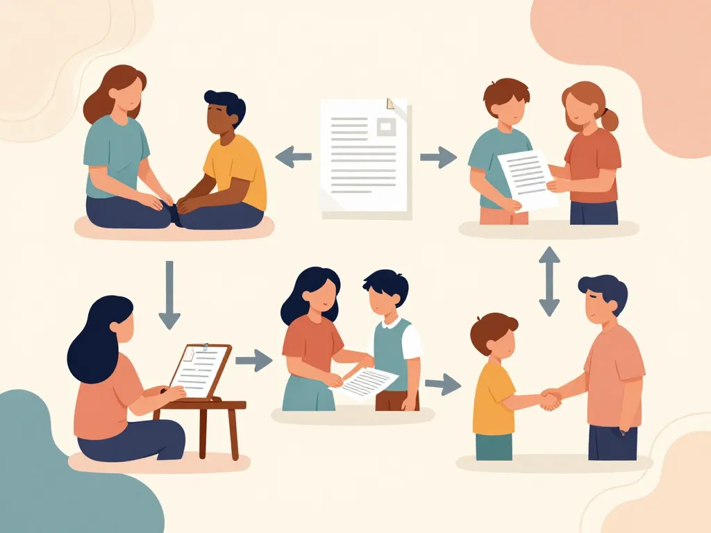 illustration étapes accompagnement independent adoption center