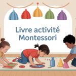 enfants découvrent livre activité montessori dans environnement chaleureux