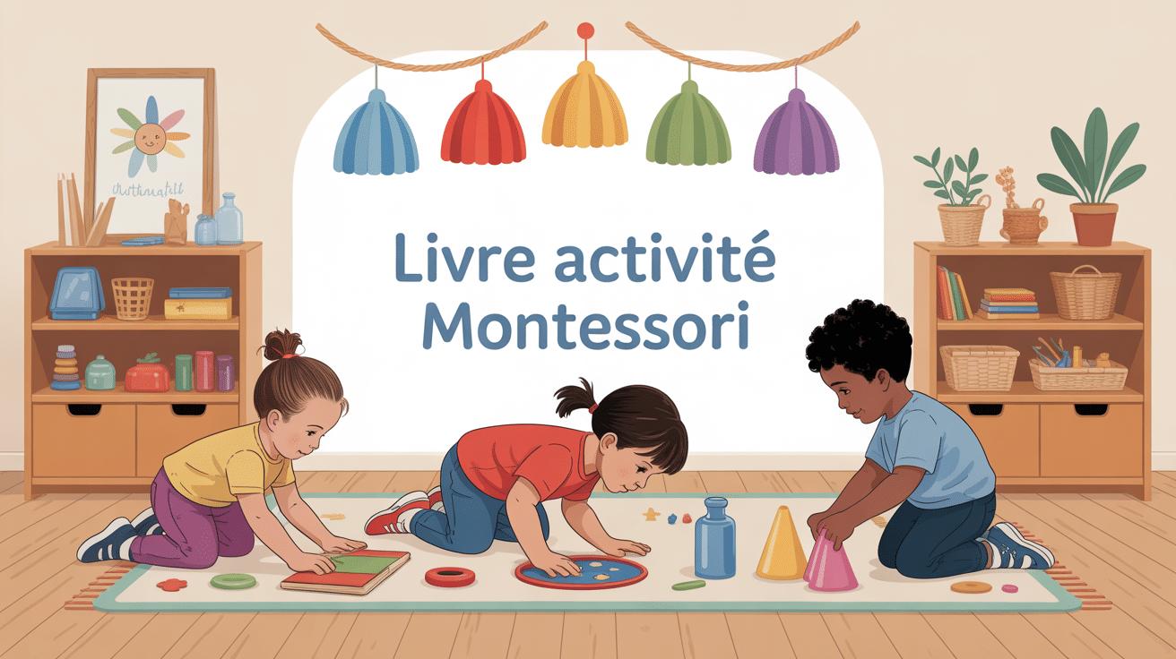 enfants découvrent livre activité montessori dans environnement chaleureux