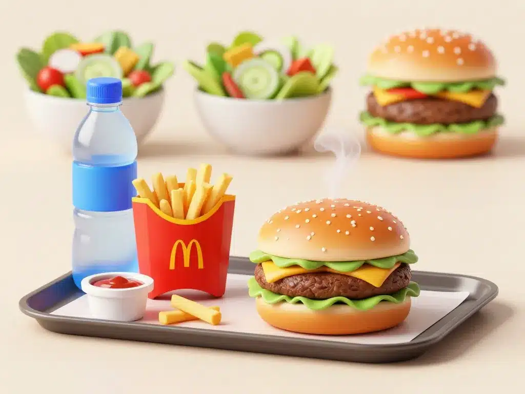 mcdo enceinte burger chaud frites sauce eau