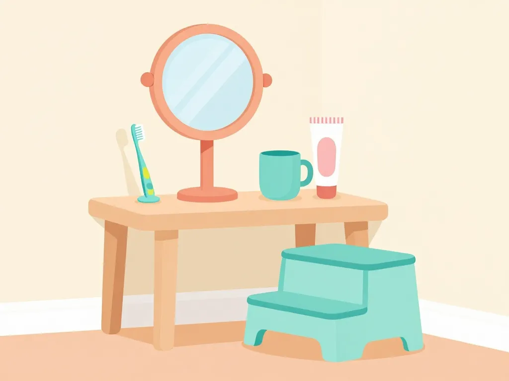 Salle de bain Montessori pour apprendre à se brosser les dents enfant