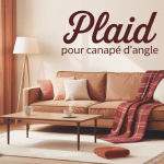 illustration plaid pour canapé d'angle dans salon cosy