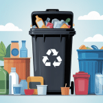 illustration poubelle noire et ordures ménagères