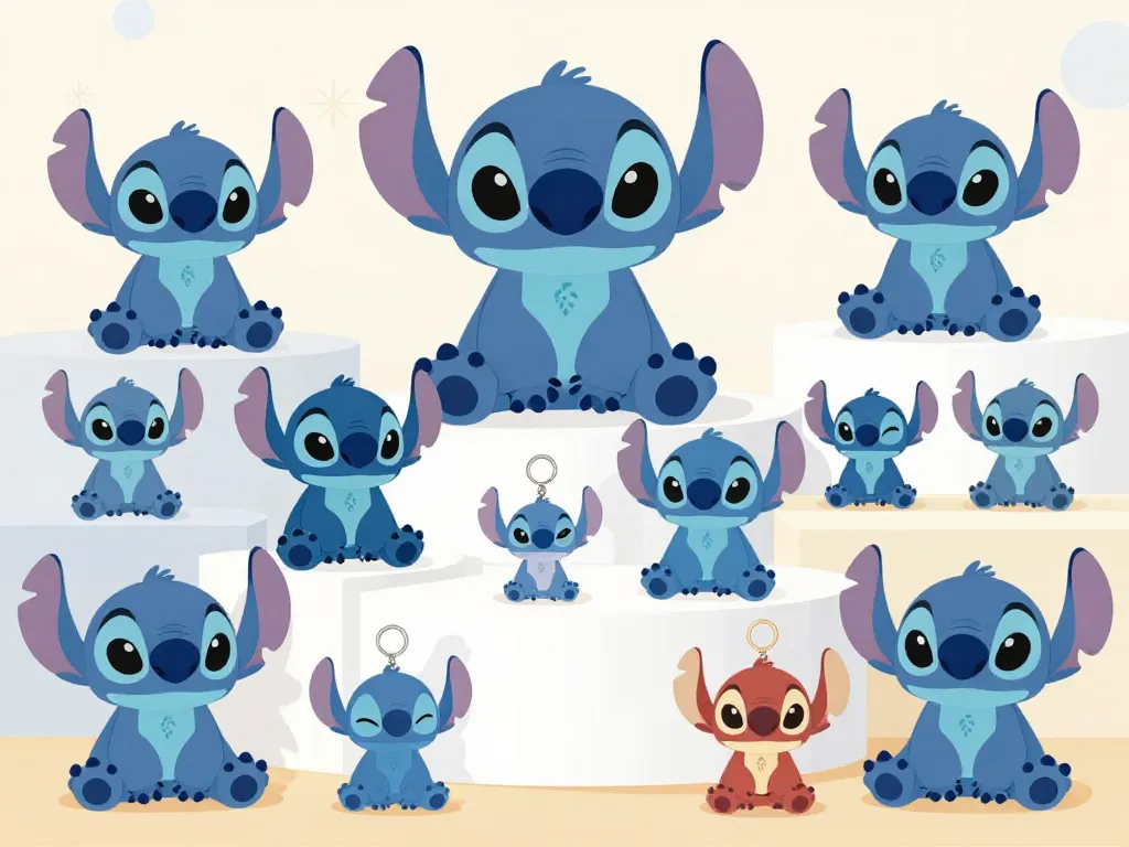 divers modèles stitch peluche sur étagère