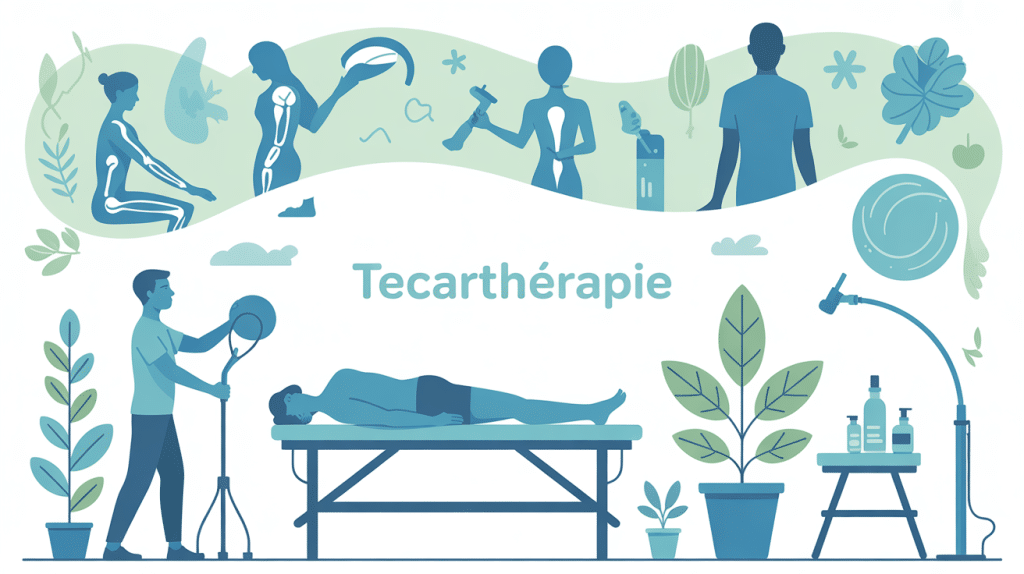 illustration tecarthérapie prix séance patient praticien sur table de soins