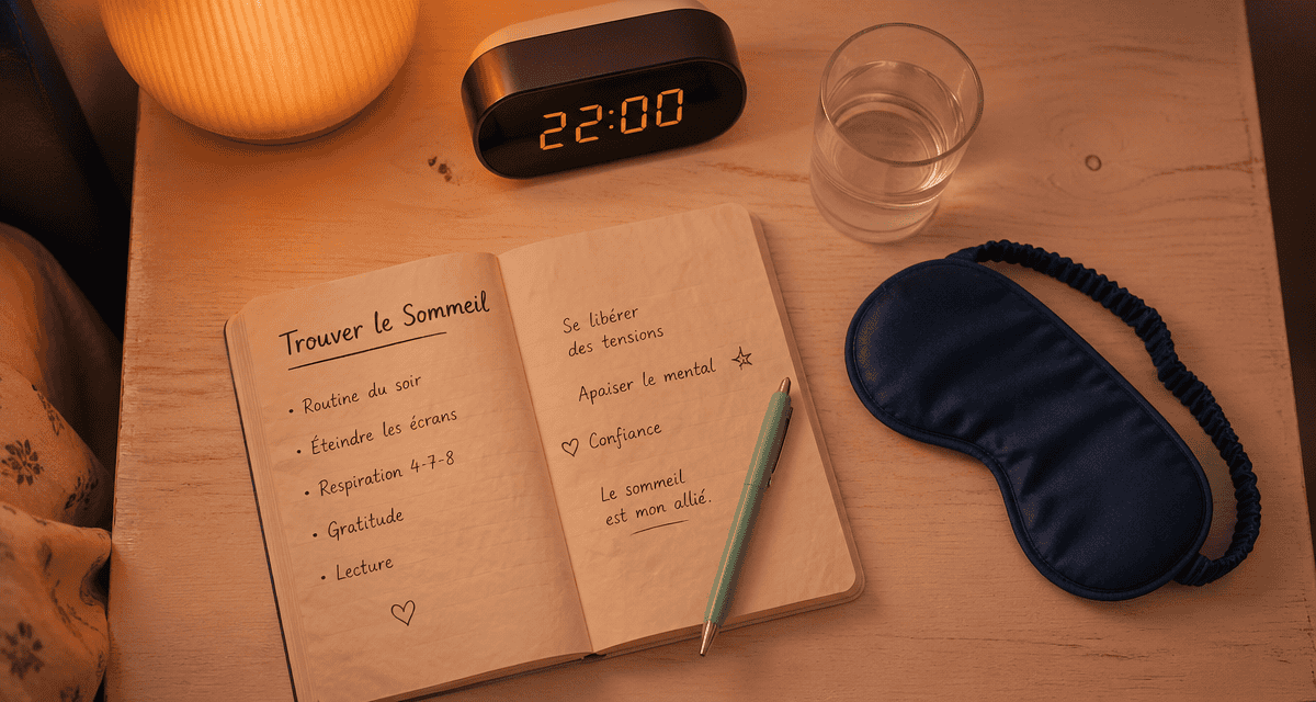comment trouver le sommeil rapidement table de chevet carnet masque horloge