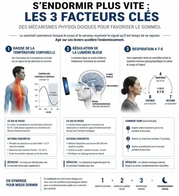 Infographie sur les méthodes pour trouver le sommeil rapidement