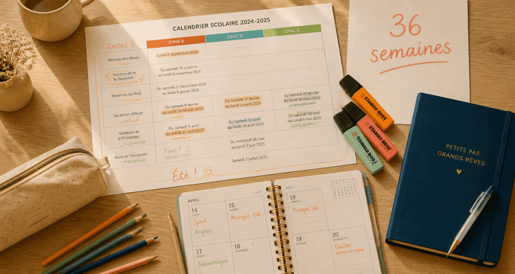 combien de semaine dans une année scolaire, bureau avec calendrier