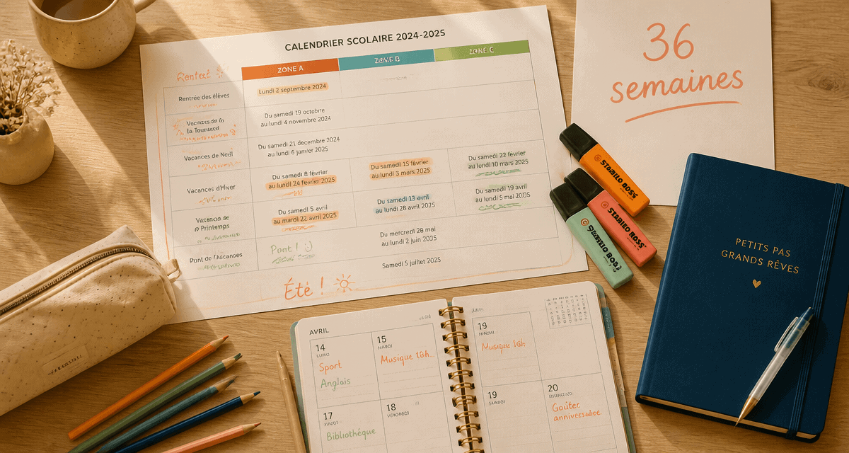 combien de semaine dans une année scolaire, bureau avec calendrier