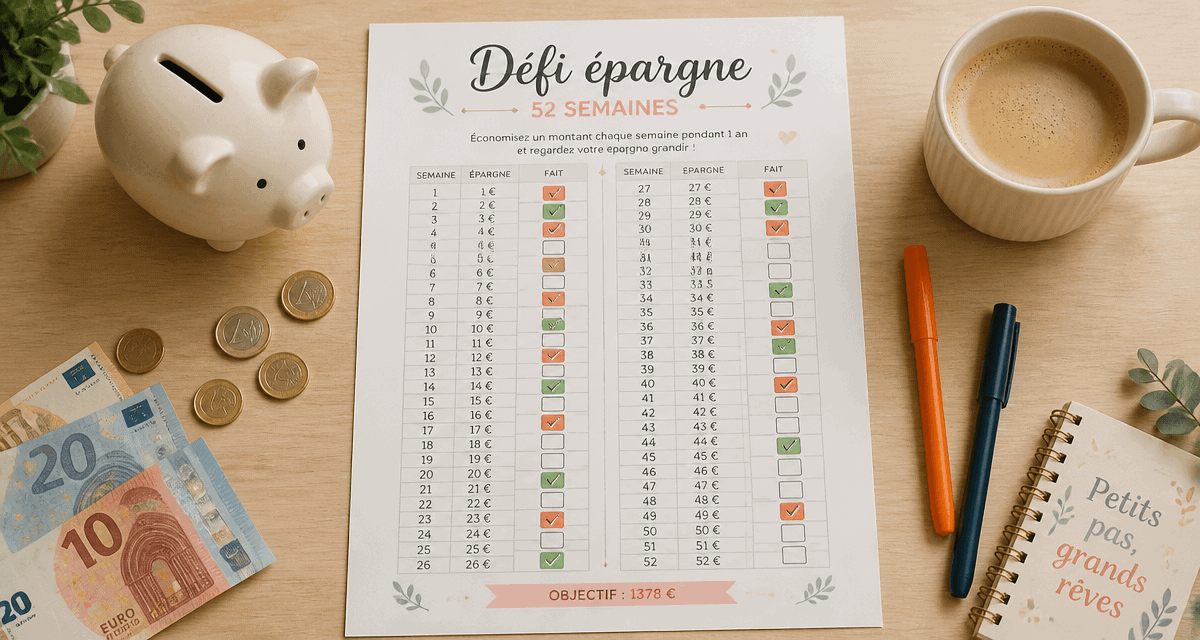défi épargne à imprimer grille sur table