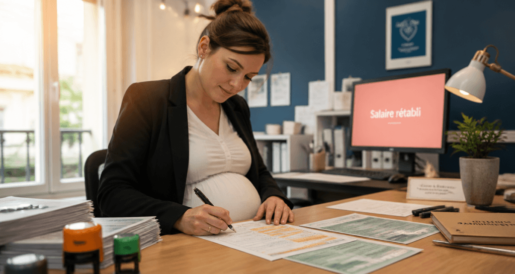 Enchaîner arrêt maladie et congé maternité, femme enceinte au bureau