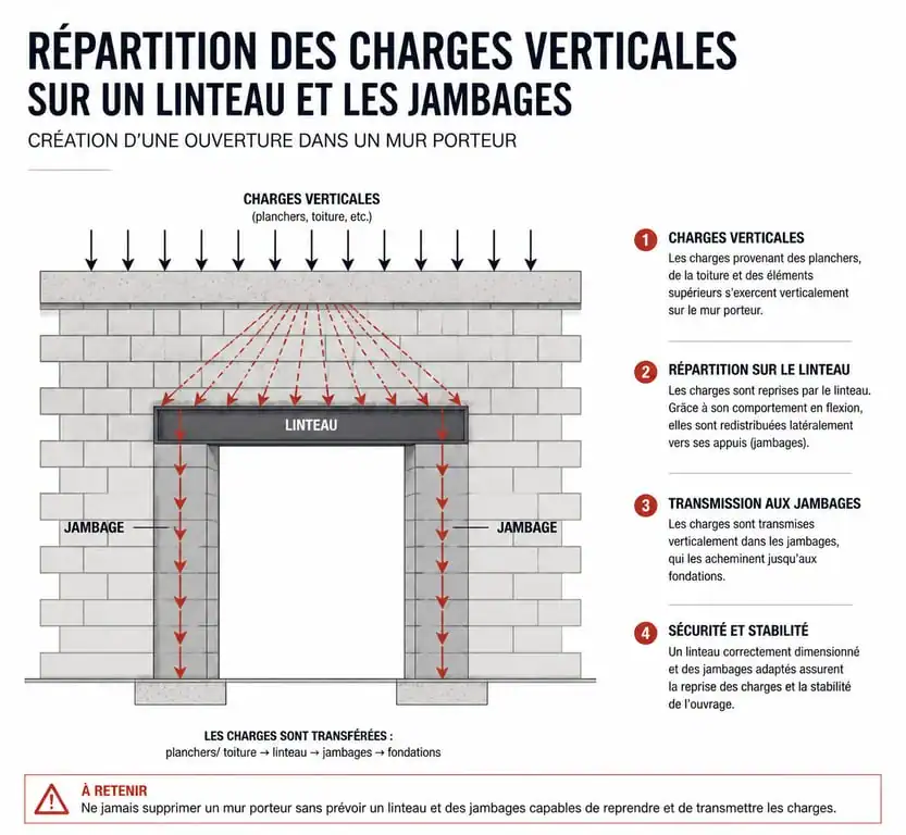 Schéma de répartition des charges pour l'agrandissement d'une fenêtre