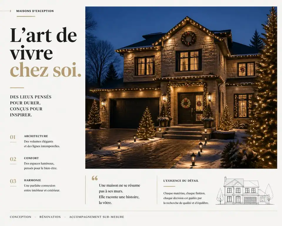 Maison avec décoration de Noël extérieure lumineuse et élégante