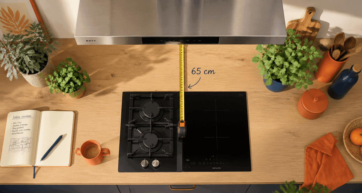 hauteur plan de travail hotte 65 cm cuisine moderne