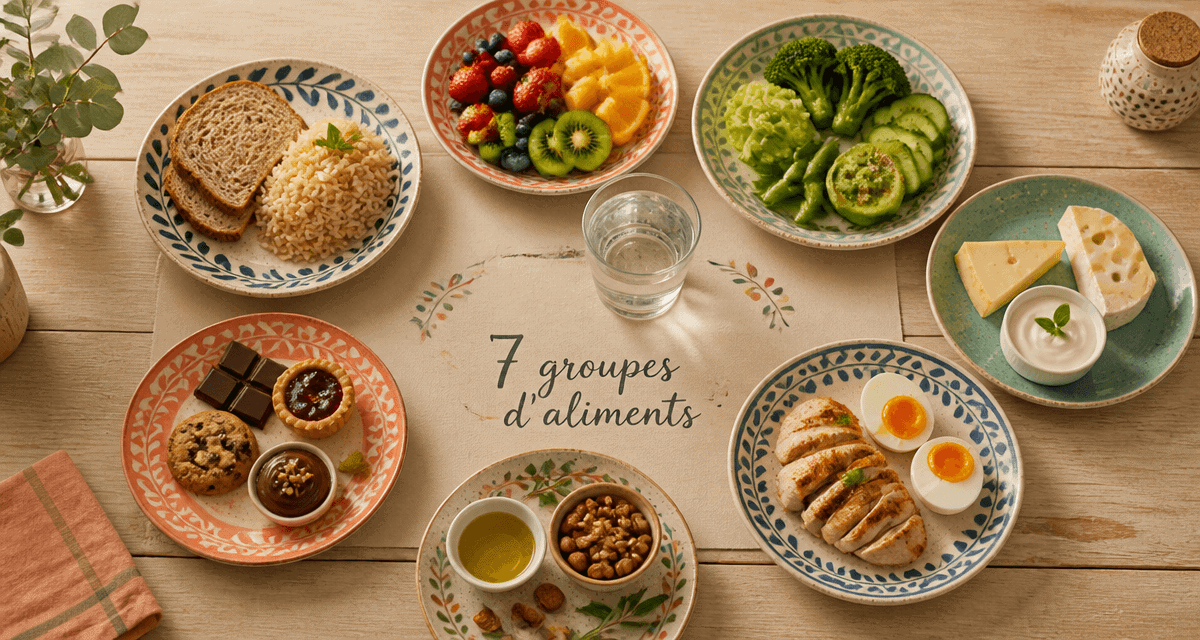 les 7 groupes d aliments tableau assiettes variées
