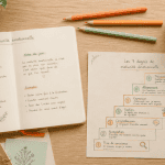 Bureau avec carnet sur la maturité émotionnelle et schéma