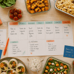 menu famille semaine sur table avec planning et plats maison
