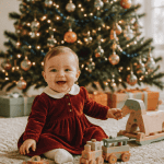 robe bebe pour noel velours rouge sapin