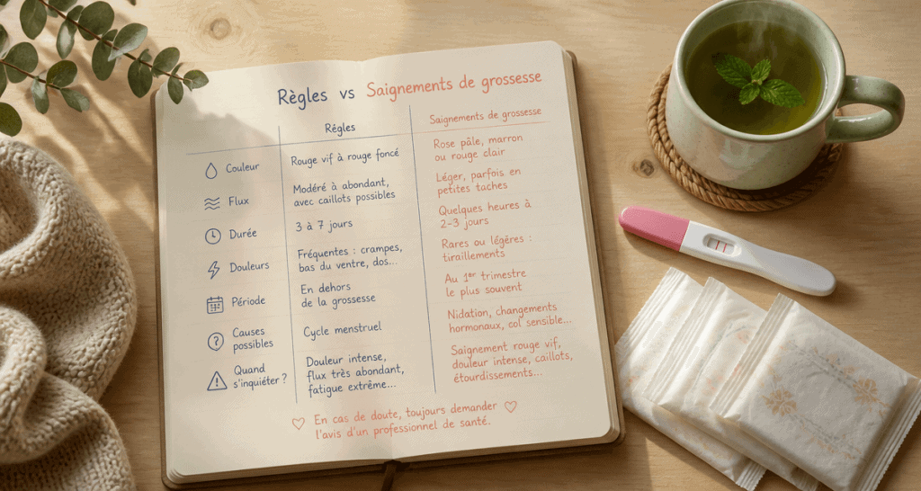 témoignage de femme enceinte ayant eu leur règles carnet test protections