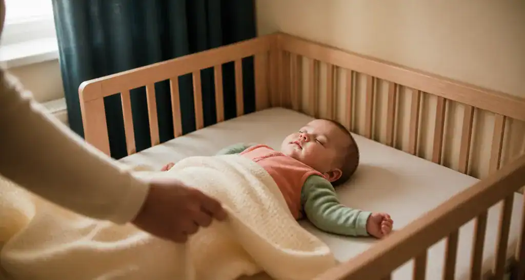 bebe dort sur le cote dans lit securise