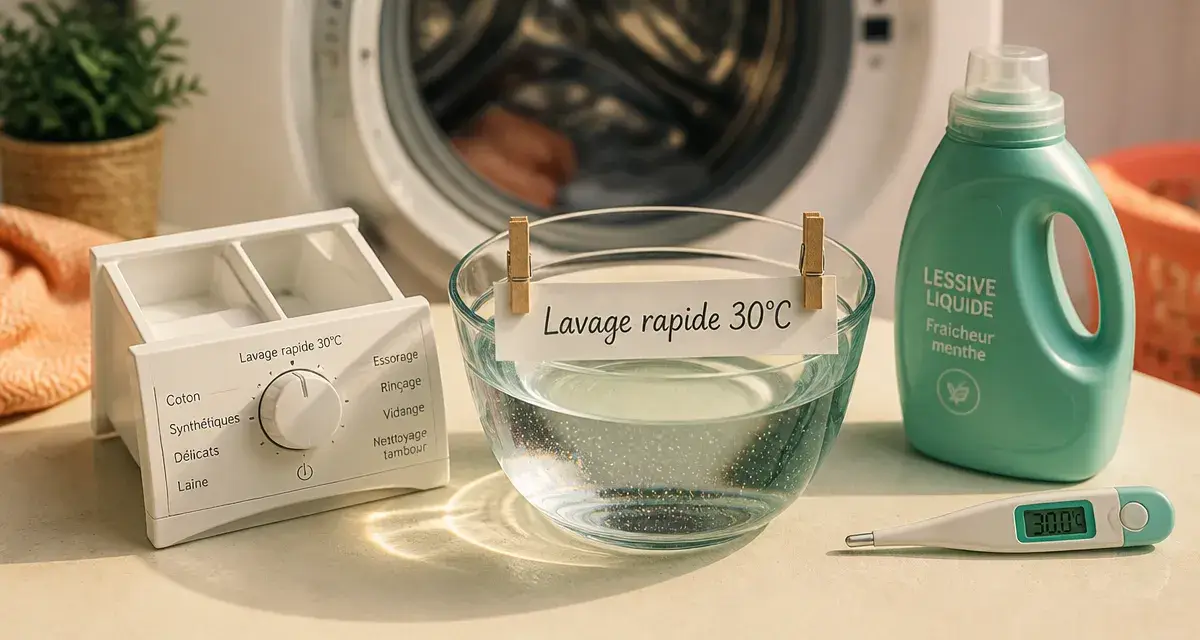 Lavage rapide 30 minutes quelle température : indication 30°C pour linge propre