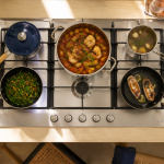 meilleur plaque de cuisson gaz 5 feux inox vue du dessus