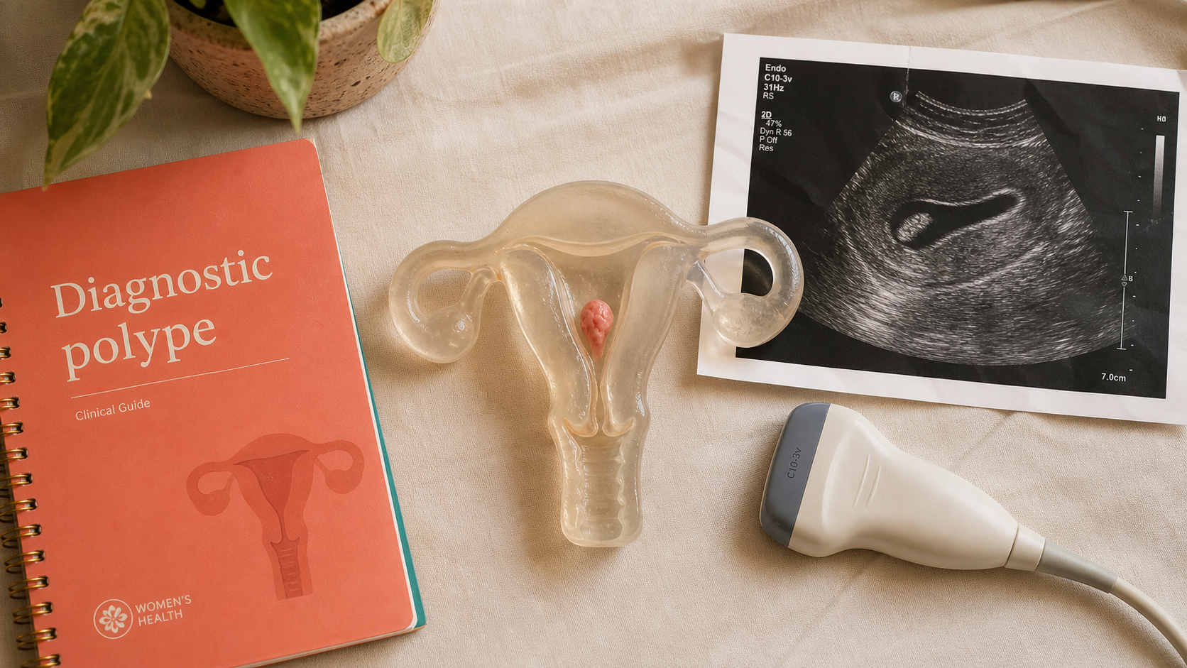 Polype utérus : maquette et échographie pour diagnostic et signes d’alerte