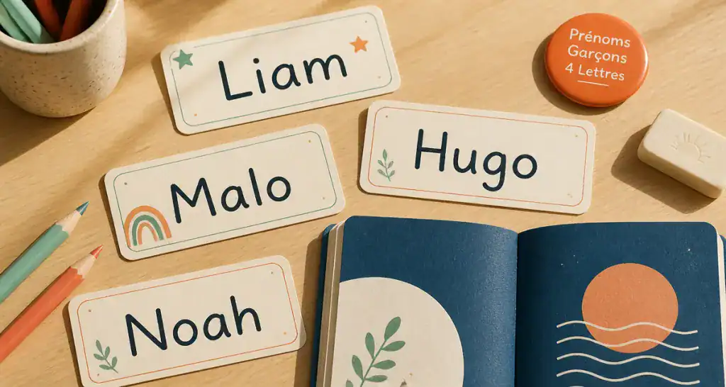 prenom garcon 4 lettres sur bureau enfant