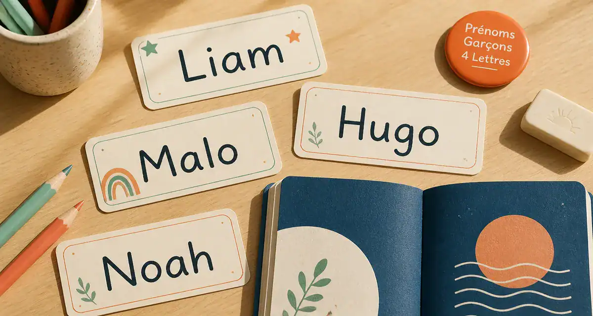 prenom garcon 4 lettres sur bureau enfant