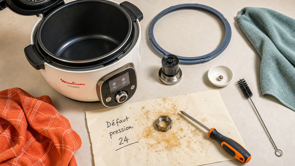 Problème cookeo cuisson sous pression : joint et valve de pression à contrôler