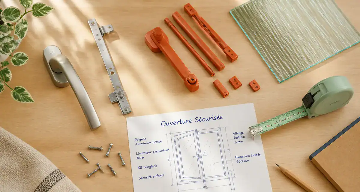 système ouverture fenêtre en hauteur accessoires sécurisés