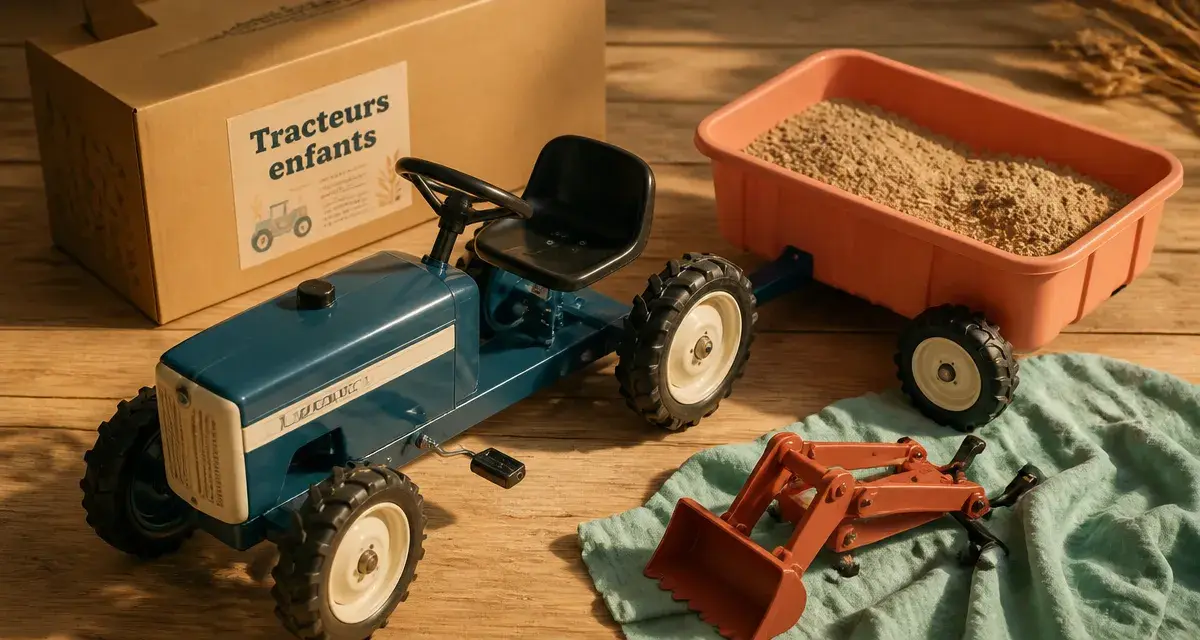 Tracteur enfance à pédales avec remorque et pelle pour enfants