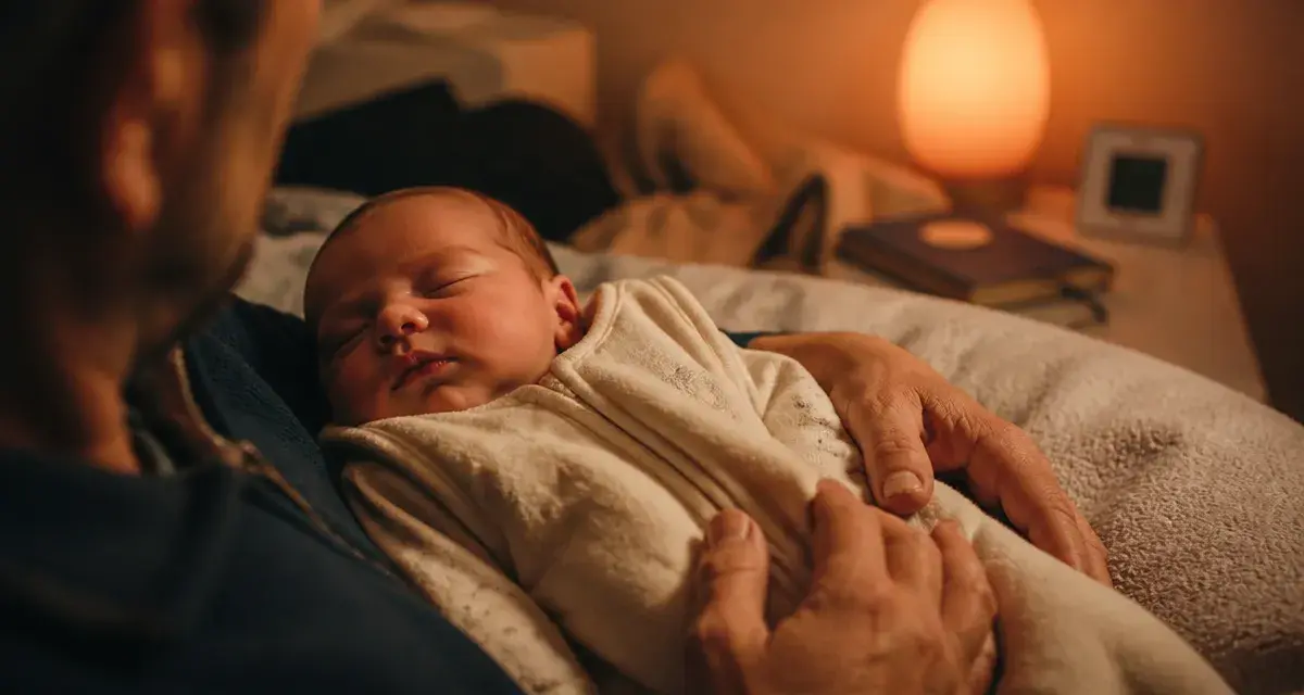 Bébé grogne la nuit, parent berce le nourrisson, digestion et sommeil