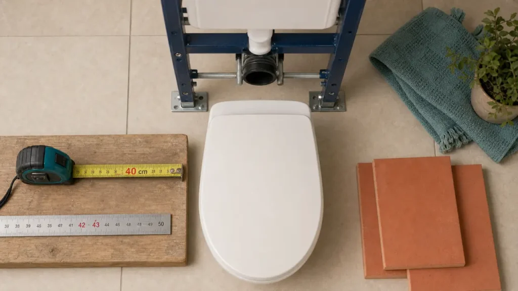 Hauteur toilette suspendu : 40 cm pour WC suspendu, mesure et abattant