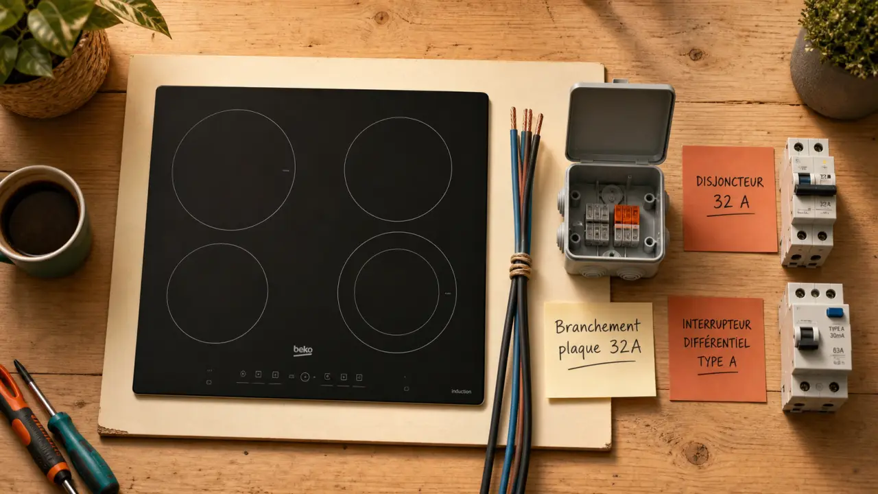 Prise plaque de cuisson 32A : sortie de câble ou prise standard