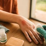 Que faire en cas de piqure de guepe : compresse froide et antiseptique sur la main