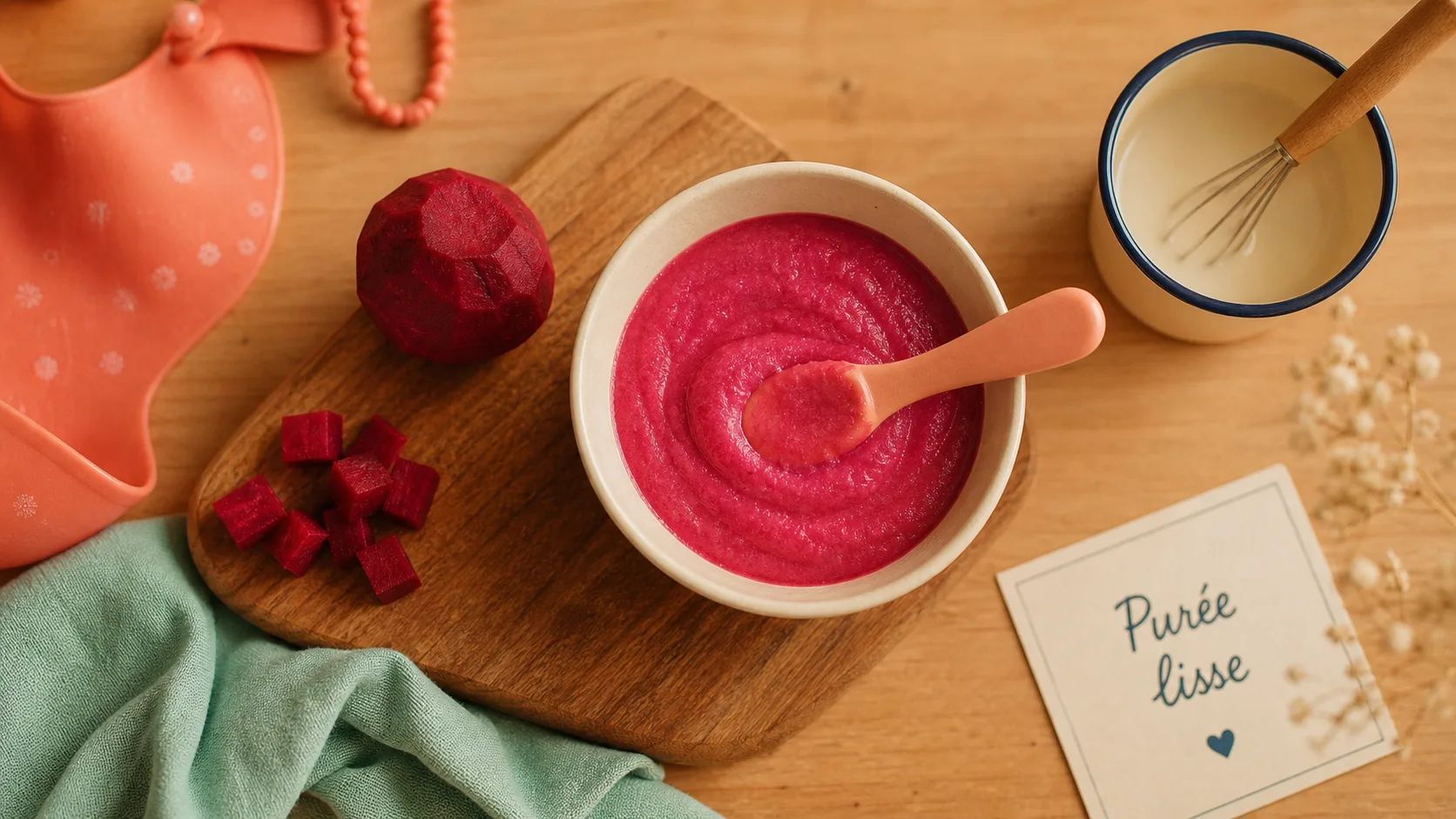 Recette purée de betterave bébé, purée lisse rose vif