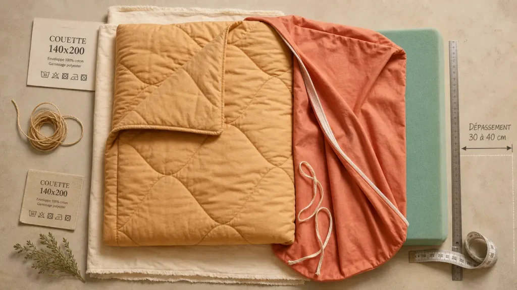 Taille de couette pour lit 90x190 : 140x200, dimensions adaptées