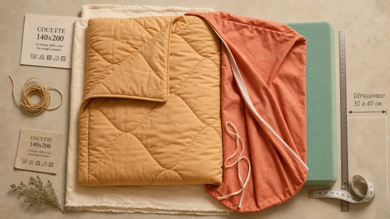 Taille de couette pour lit 90x190 : 140x200, dimensions adaptées