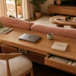Coin bureau salon : meuble discret pour installer un bureau sans encombrer la pièce