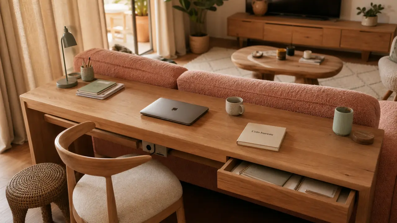 Coin bureau salon : meuble discret pour installer un bureau sans encombrer la pièce
