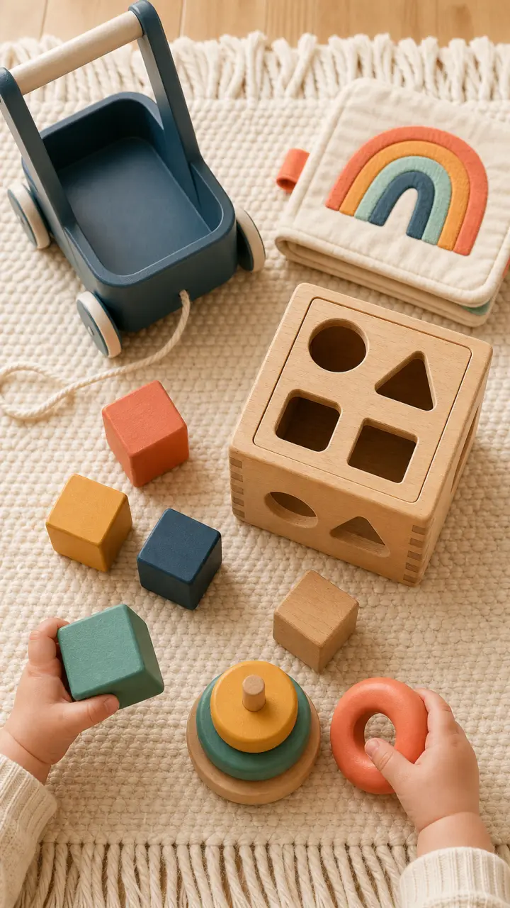 Jouets pour bebe 1 an : cubes et boîtes à formes à manipuler