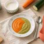 Legumes bebe 4 mois : purée carotte et courgette bébé, texture lisse